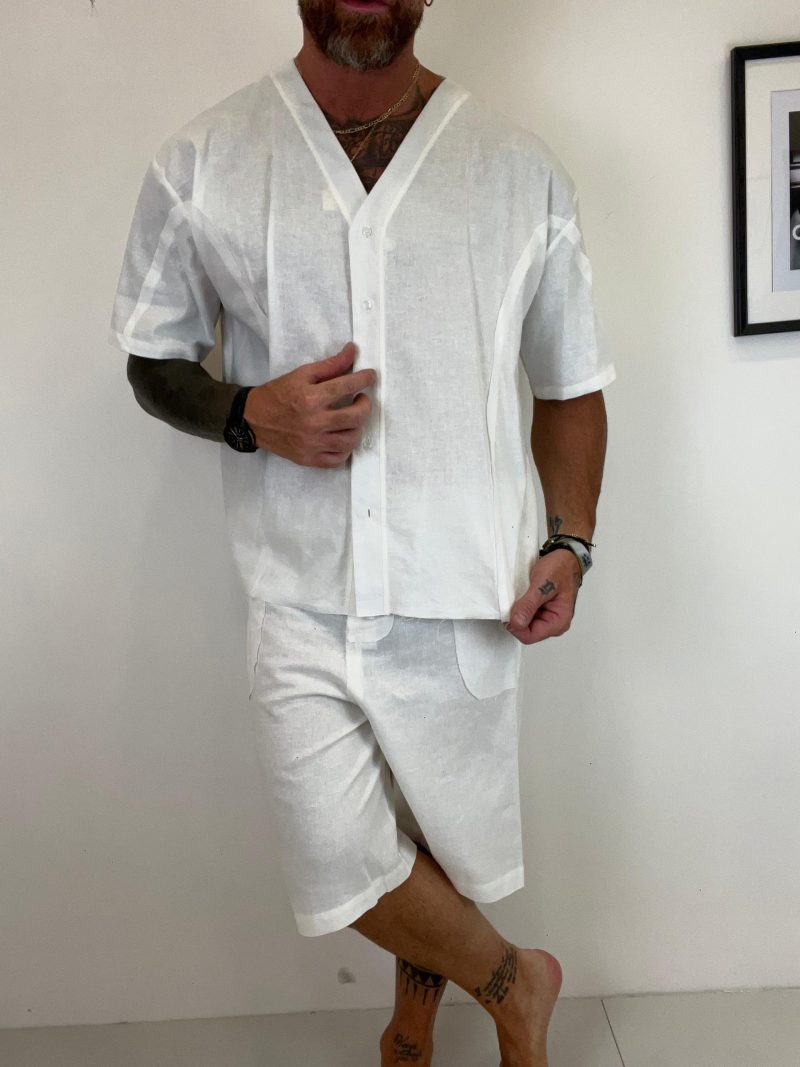 Coordinato in lino taglio vivo